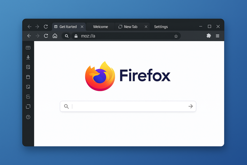 Mozilla Firefox 2025 user interface with tabs and settings