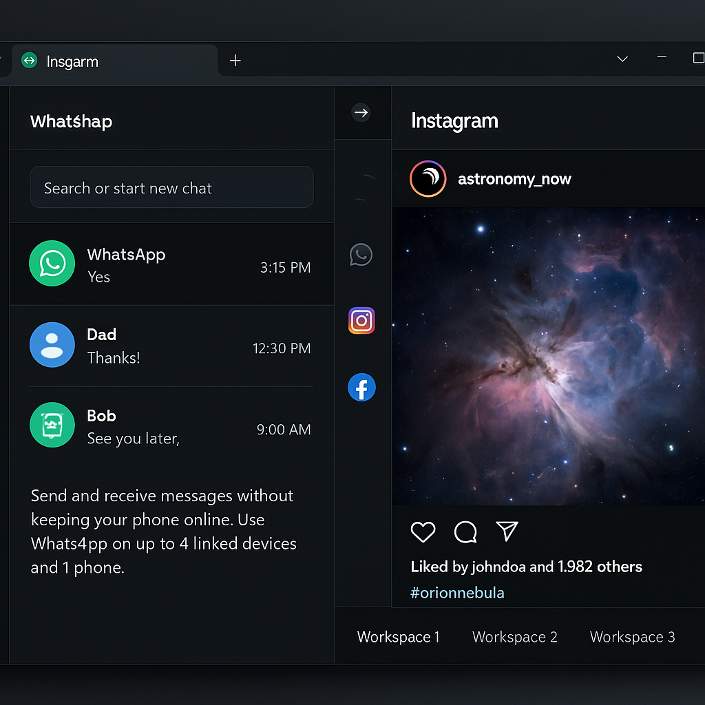 Opera Browser 2025 sidebar tools in use