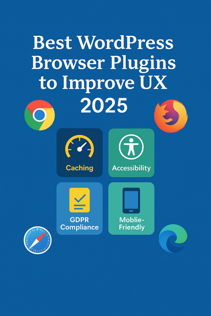 Infographic showing advanced WordPress browser plugins enhancing performance, accessibility, and compatibility in 2025