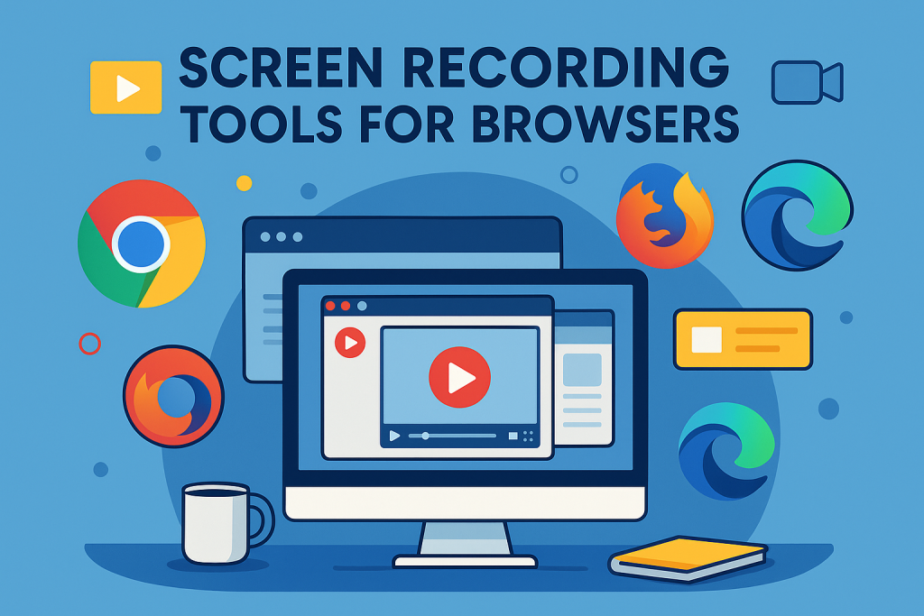 Screen Recording Tools for Browsers illustration with multiple browser icons