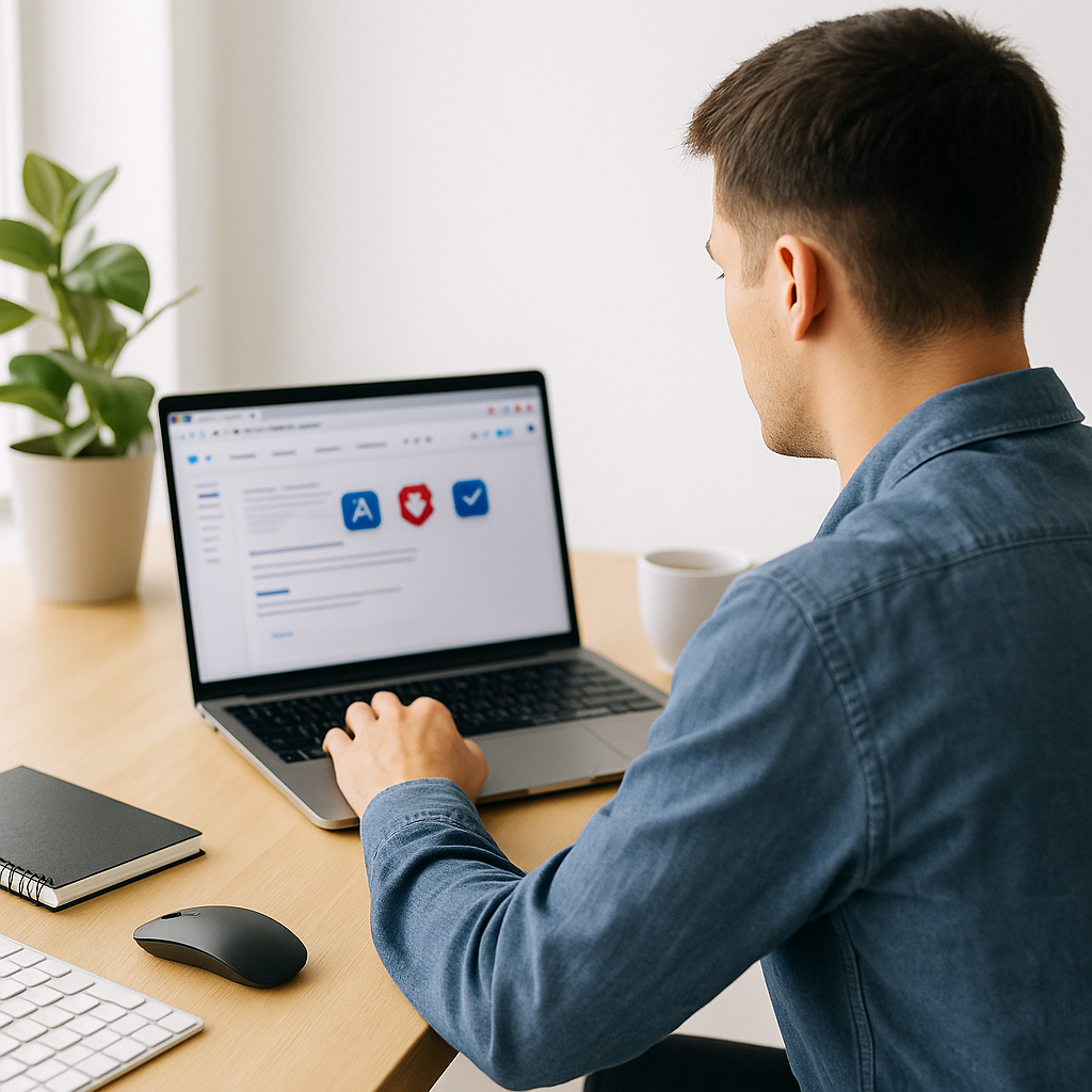 Professional using best browser tools on a laptop for work and study