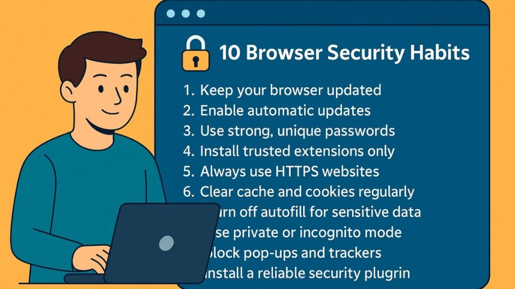 10 Browser Security Habits infographic illustration